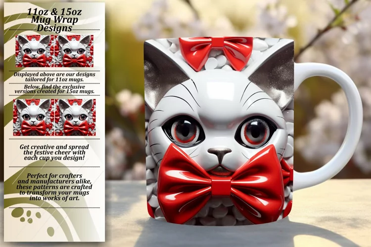 Expressive Kitty in 3D: Vibrant Sublimation Art