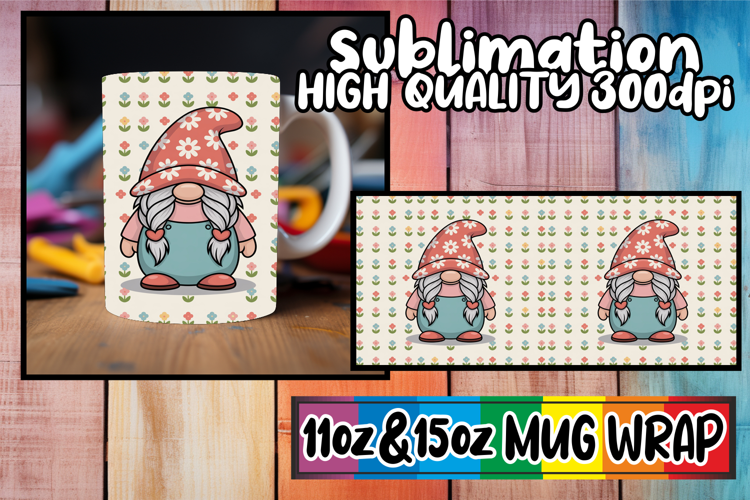 Inspiring colors 11oz 15oz mug wrap, Gnomes
