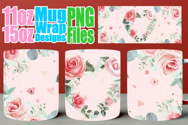 Valentine's Love Mug Wrap - Sublimation BlisHeart-Centric Mu example image 1