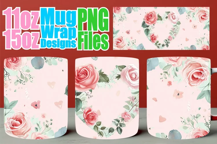 Valentine's Love Mug Wrap - Sublimation BlisHeart-Centric Mu