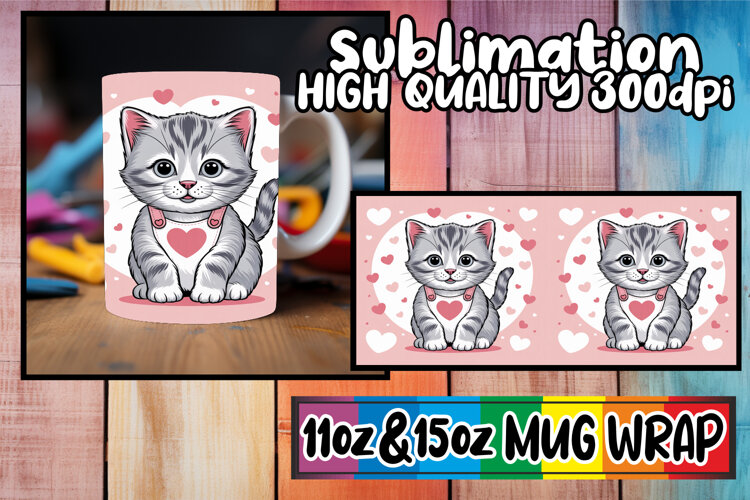 Captivating colors sublimation wrap, Valentines Cat example image 1