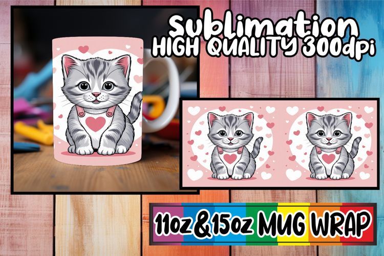 Captivating colors sublimation wrap, Valentines Cat