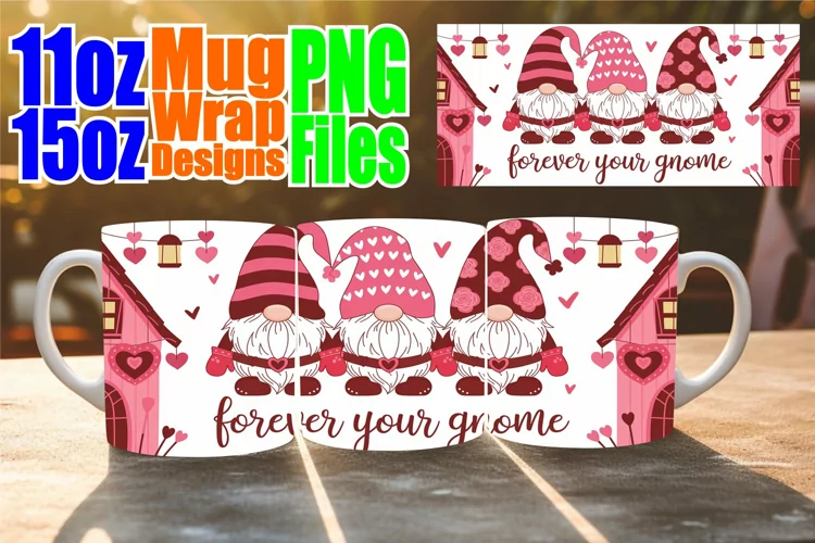 Captivating beauty 11oz 15oz mug wrap, Love Gnome
