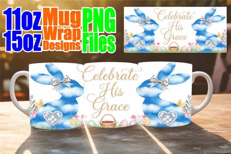 Vibrant joy 11oz 15oz sublimation wrap, Easter Bunny