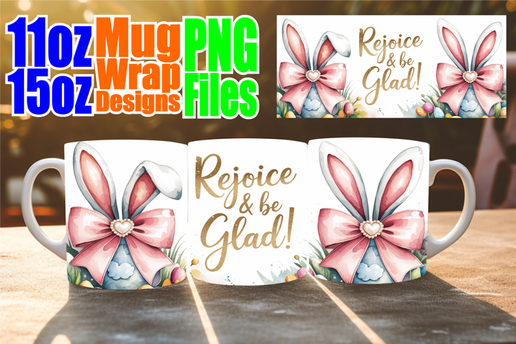 Sweet mornings 11oz 15oz mug wrap, Easter Bow