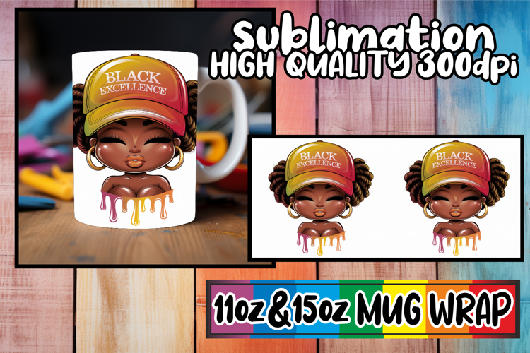 Refreshing vibes 11oz 15oz sublimation wrap, Black Woman