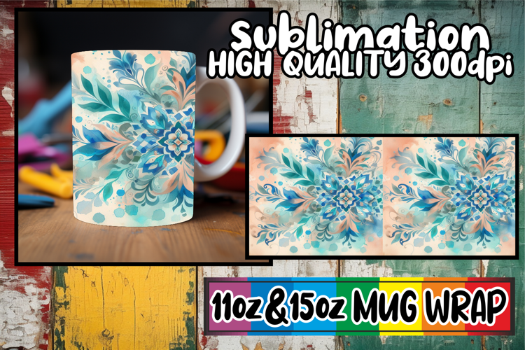 Wholesome joys 11oz 15oz mug wrap, Watercolor Pattern