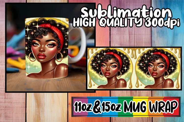 Wholesome vibes 11oz 15oz sublimation wrap, Afro Girl