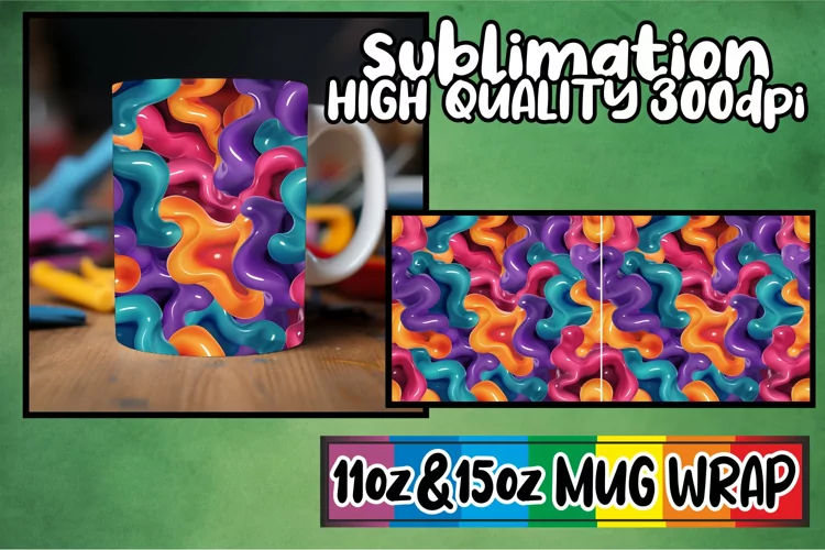 Abstract Puff Paradise: 3D Mug Art