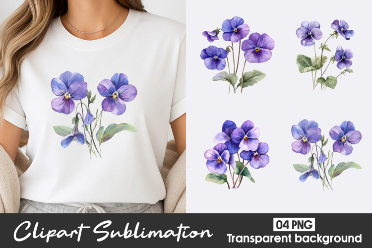 Purple Floral Watercolor Clipart PNG