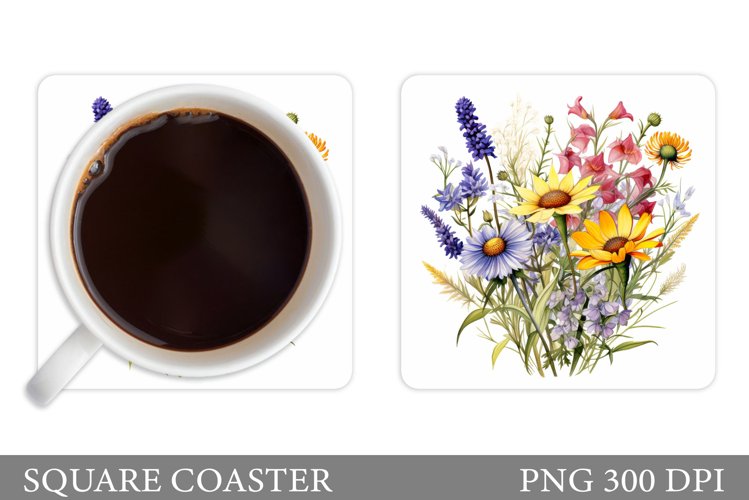 Wildflowers Coaster Design. Flowers Coaster Sublimation