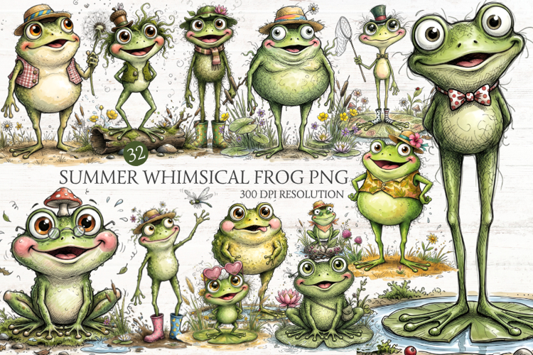 Summer Whimsical Frog PNG Clipart