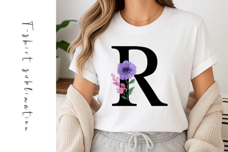 Alphabet, Letters, Monogram, Purple and Pink Flowers