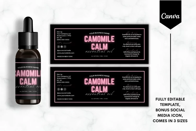 Custom Dropper Bottle Label Canva Template - Glow Pink