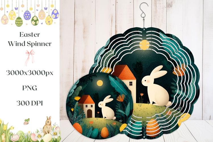 Cartoon Easter Bunny Wind Spinner, Easter Wind Spinner PNG