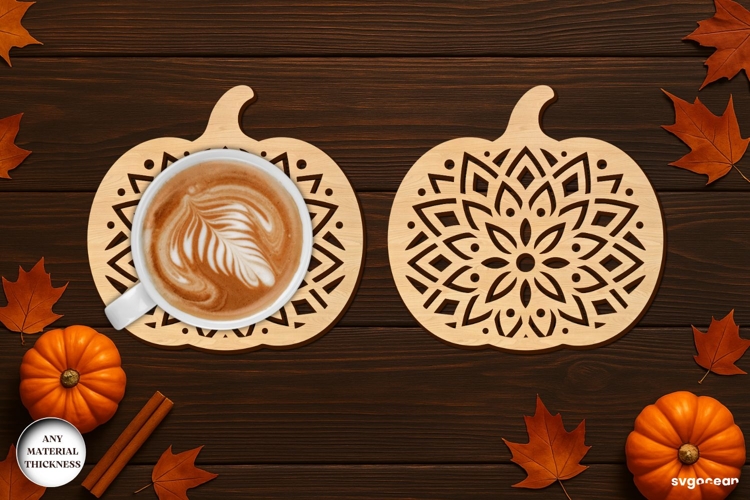 Autumn Pumpkin Coaster Laser Cut | Drink Coaster | SVG