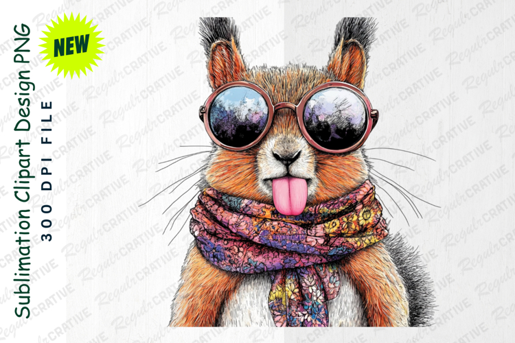 Funny Squirrel Wearing Sunglasses And Scarf Clipart Png