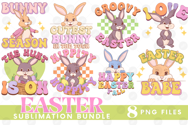 Easter Sublimation PNG Bundle Bunny Chick Farm Hip Hop Joy