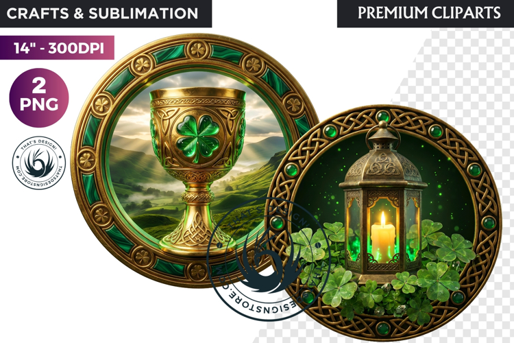 Saint Patrick Clipart Celtic Irish PNG round coaster