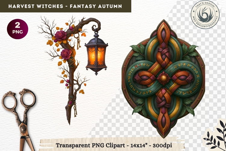 Harvest Witch Clipart Autumn Cottagecore Apothecary PNG RPG