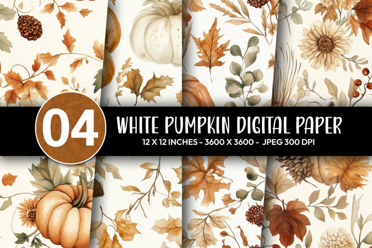 White Pumpkin Digital Paper