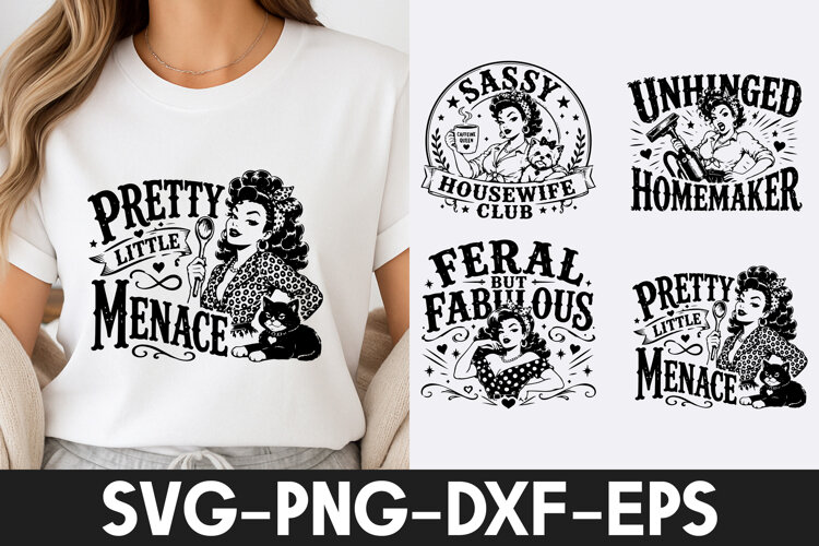 Pretty Little Menace Funny Housewife SVG PNG example image 1