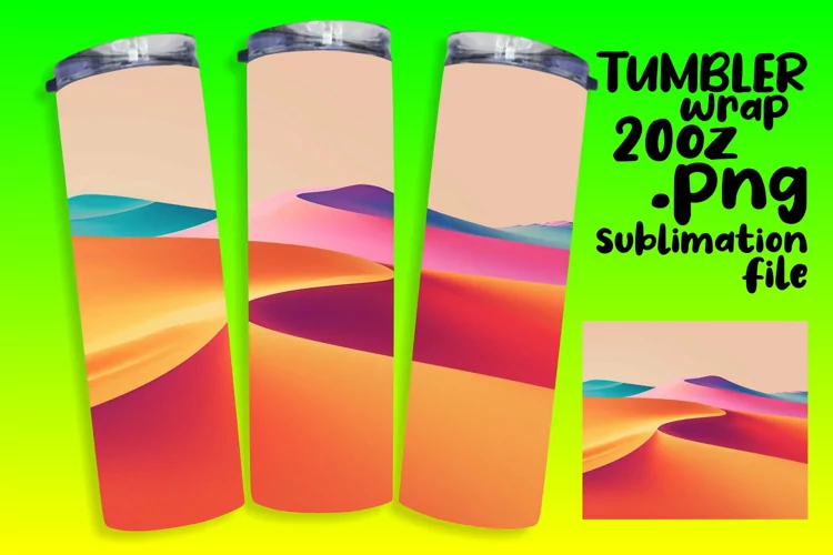 Vibrant Gradient Tumbler Wrap Sublimation Design 20oz