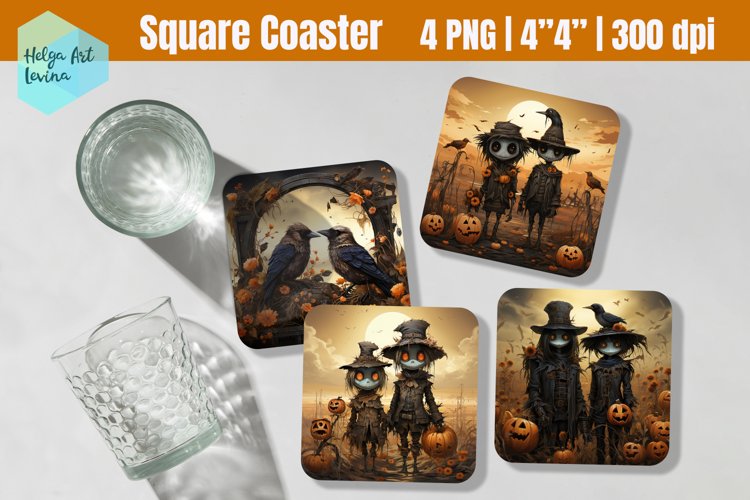 Square Coaster Sublimation | Fall PNG example image 1