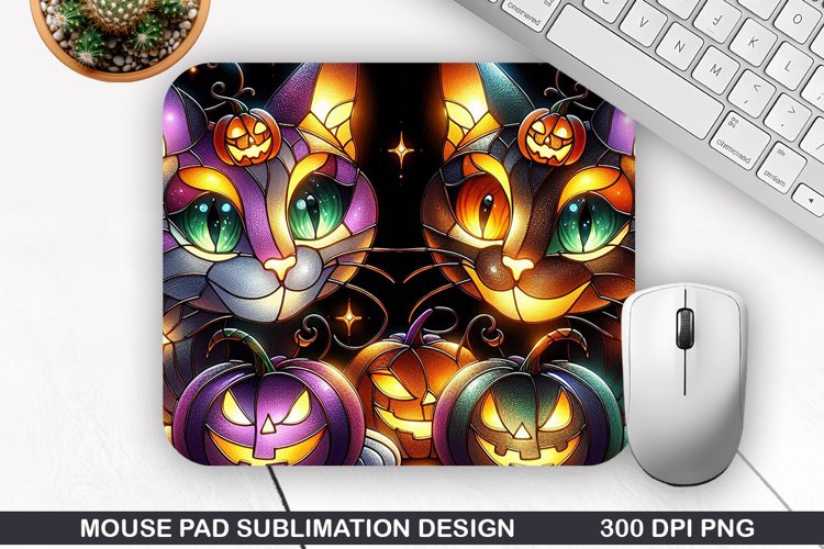 Halloween Cat Mouse Pad Sublimation, Halloween Mouse Pad PNG