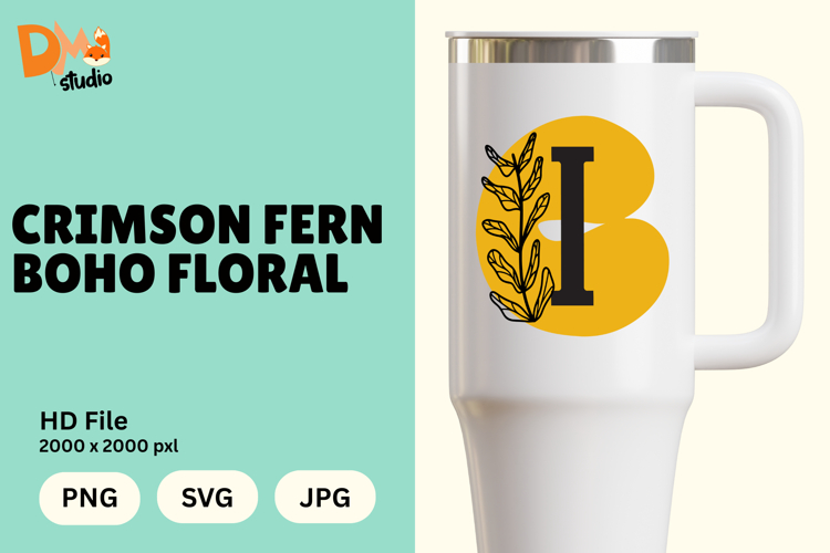 Crimson Fern Boho Floral Monogram