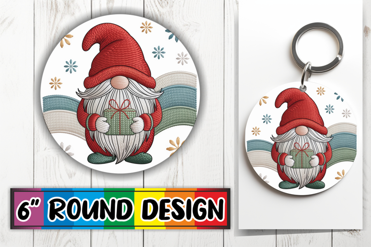Cheerful Round Design Sublimation PNG, Gnomes