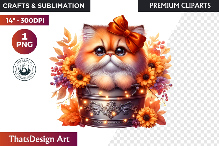 Autumn Cute animal in a bucket clipart Pumpkin thanksgiving