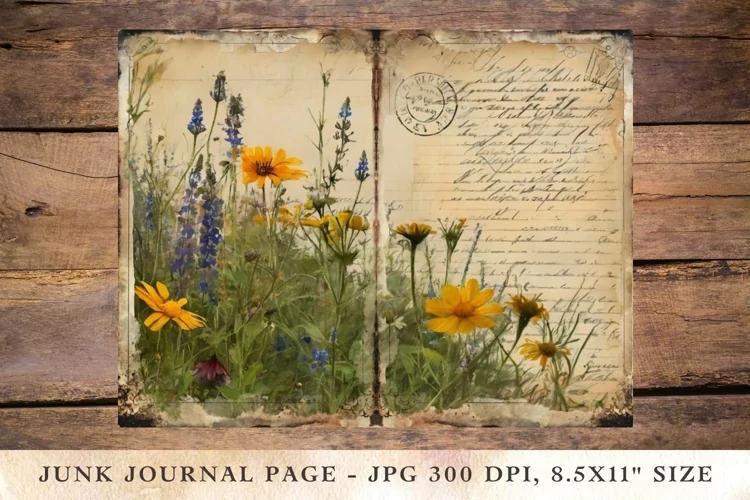 Printable Junk Journal Pages wildflower 2