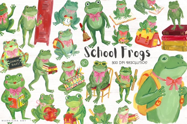 School Frogs Clipart