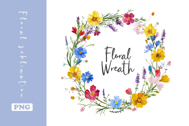 Watercolor Lovely Wildflower Wreath Clipart