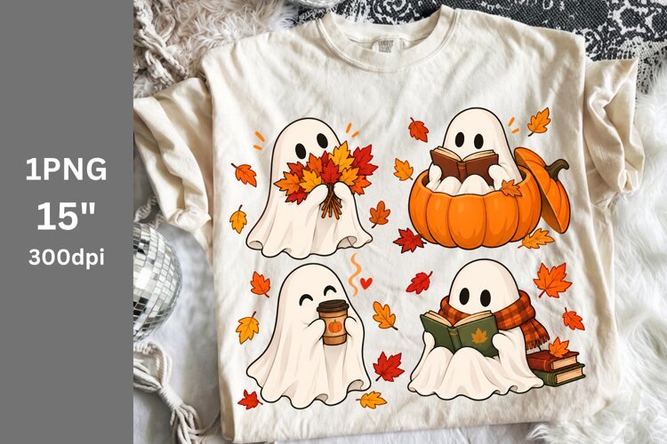 Fall PNG, Halloween PNG, Ghost PNG example image 1