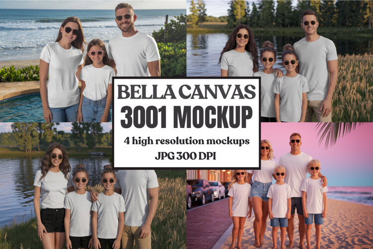 Bella Canvas 3001 Family Group Mockup example image 1