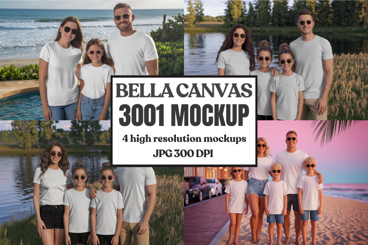 Bella Canvas 3001 Family Group Mockup