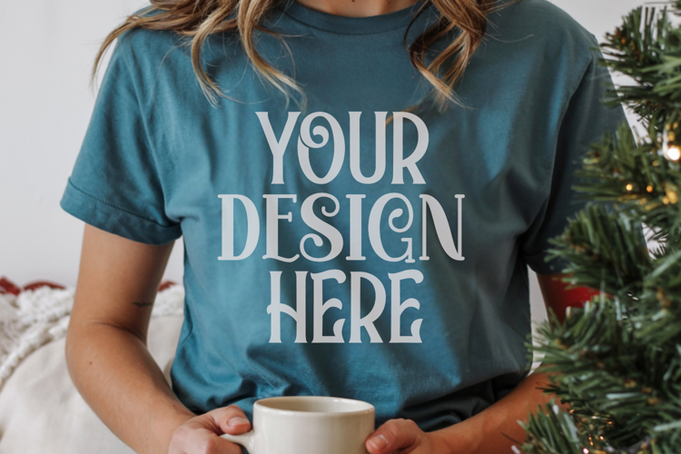Blue Spruce Comfort Colors 1717 Christmas Mockup, CC 1717
