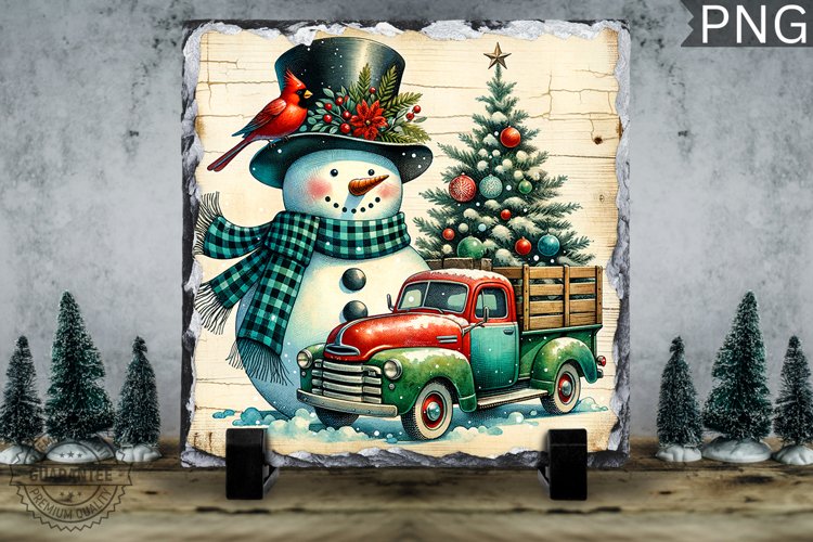 Christmas Snowman, Christmas Square Sublimation Slate Design