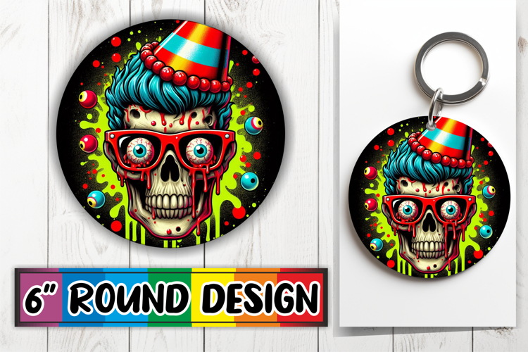 Blissful Keychain Sublimation PNG, Skull