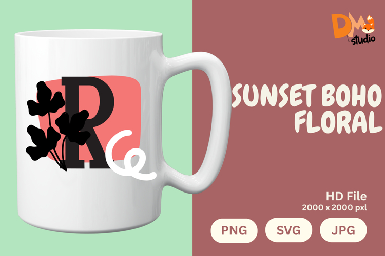 Sunset Boho Floral Monogram
