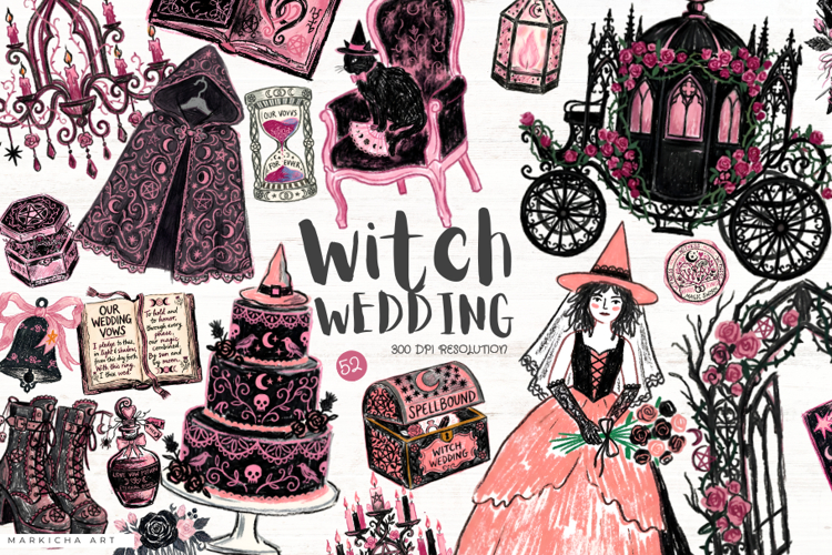 Witch Wedding Clipart example image 1
