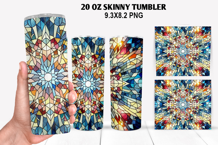 Skinny Tumbler 20oz Wrap Design, Stained Tumble PNG Design