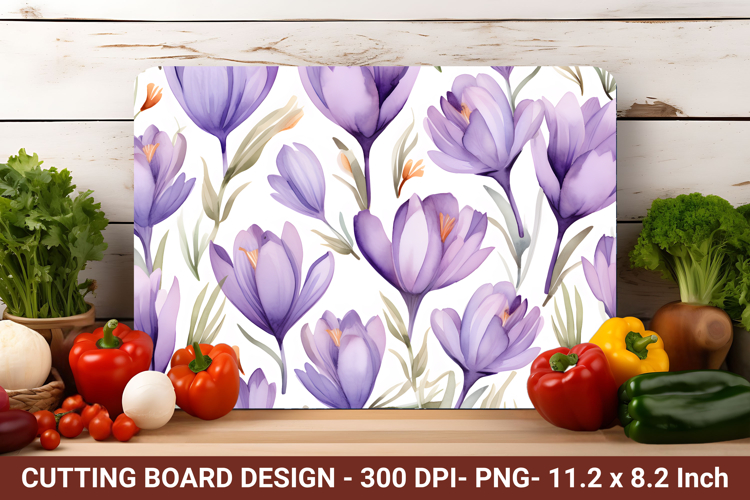 Watercolor Crocus Flowers Cutting Board | Cutting Board png