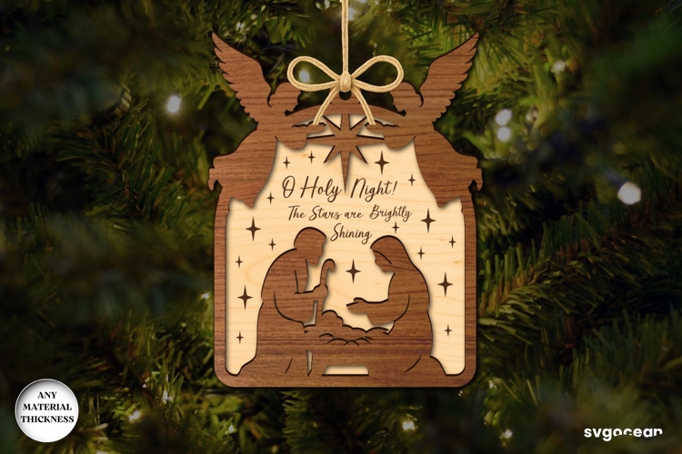 Religious Nativity Ornament Laser Cut | Bible Quotes | SVG