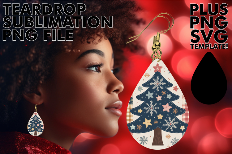 Bold Teardrop Earrings Gift PNG, Christmas