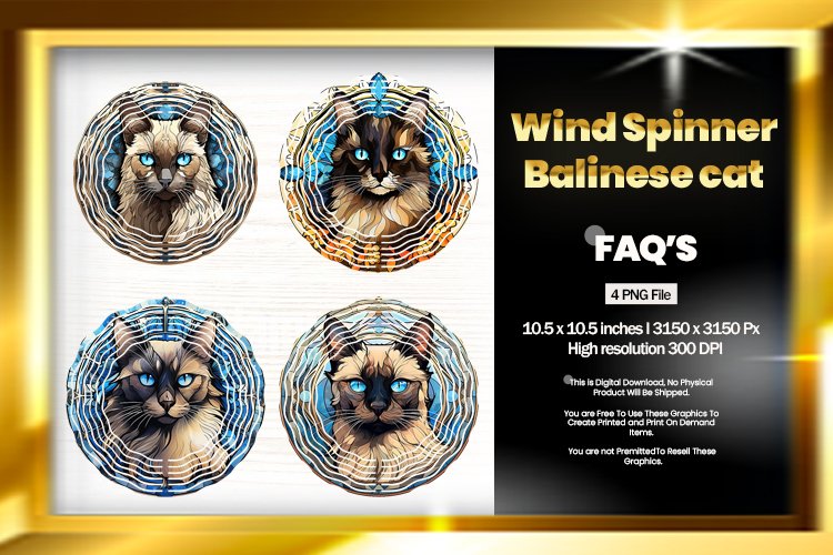 Balinese Cat Wind Spinner Sublimation - 04 Variations example image 1