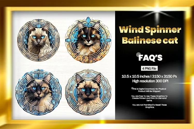 Balinese Cat Wind Spinner Sublimation - 04 Variations