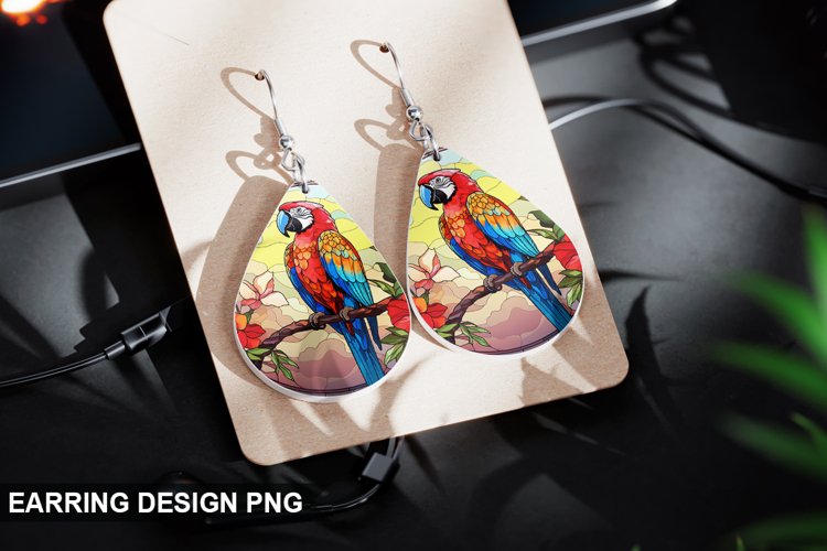 Stained Glass Macaw flowers Earring Design